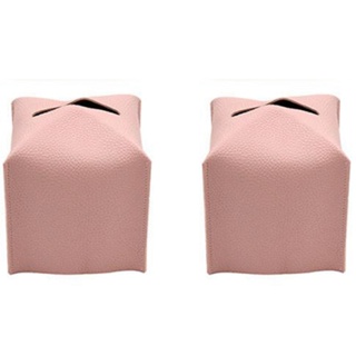 2Pcs Tissue Box PU Leather Tissue Box Holder, Toilet Tissue Box Square Tissue Holder For Bath Vanity Countertop