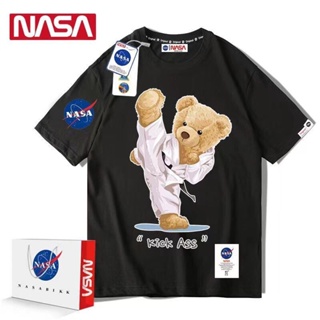 ♗NASA ร่วมเทควันโดหมี 2022 การ์ตูน oversize แขนสั้นเสื้อยืดผู้ชายและผู้หญิงคู่เสื้อหลวม_59