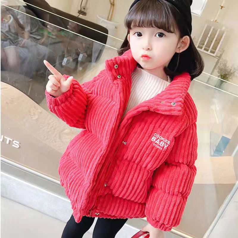 เสื้อแจ็คเก็ตดาวน์เด็กผู้หญิงฤดูใบไม้ร่วงและฤดูหนาวใหม่สไตล์ตะวันตกเสื้อโค้ทหนาสไตล์เกาหลี