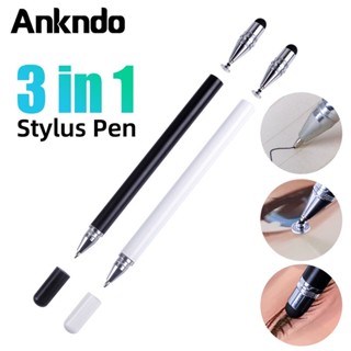 Ankndo 3 in 1 ปากกาสไตลัส สากล สําหรับแท็บเล็ต โทรศัพท์มือถือ Android i/Pad อุปกรณ์เสริมแท็บเล็ต วาดภาพ หน้าจอสัมผัส