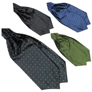 สินค้า [B_398] Men\'s Fashion Smooth Polka Print Ascot Tie Tie Silk Blend Scarf Cravat