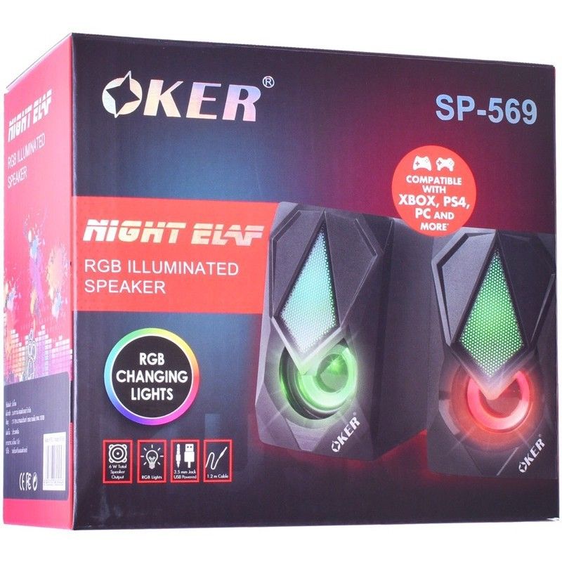 ส่งเร็ว-oker-ลำโพงคอมพิวเตอร์-ลำโพงเกม-ลำโพงสเตอริโอ-rgb-lluminated-speaker-ลำโพง-sp-569