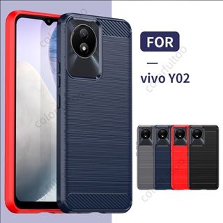 เคสโทรศัพท์มือถือ ซิลิโคนนิ่ม TPU คาร์บอนไฟเบอร์ ผิวด้าน กันกระแทก สําหรับ Vivo Y02 Y02 4G Y 02 VivoY02