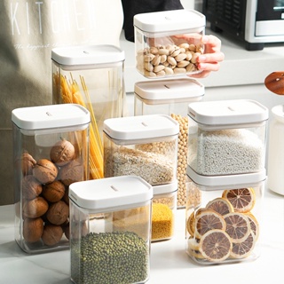 Transparent Square Sealed Cereals Jars for Spice Kitchen Storage Coffee Bean Storage Jar with Lid Food Container Organiz