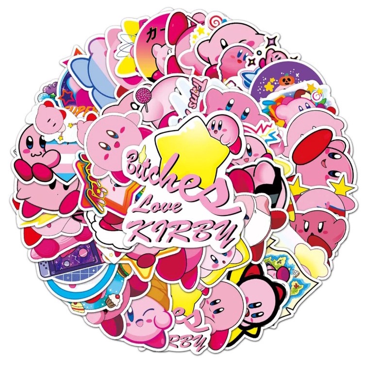 new-เคอร์บี้-kirby-ร้ลายการ์ตูนอะนิเมะ-50แผ่น-กันน้ำ-สติ๊กเกอร์-sticker-กระโปรงหลังรถ-โทรศัพท์มือถือ