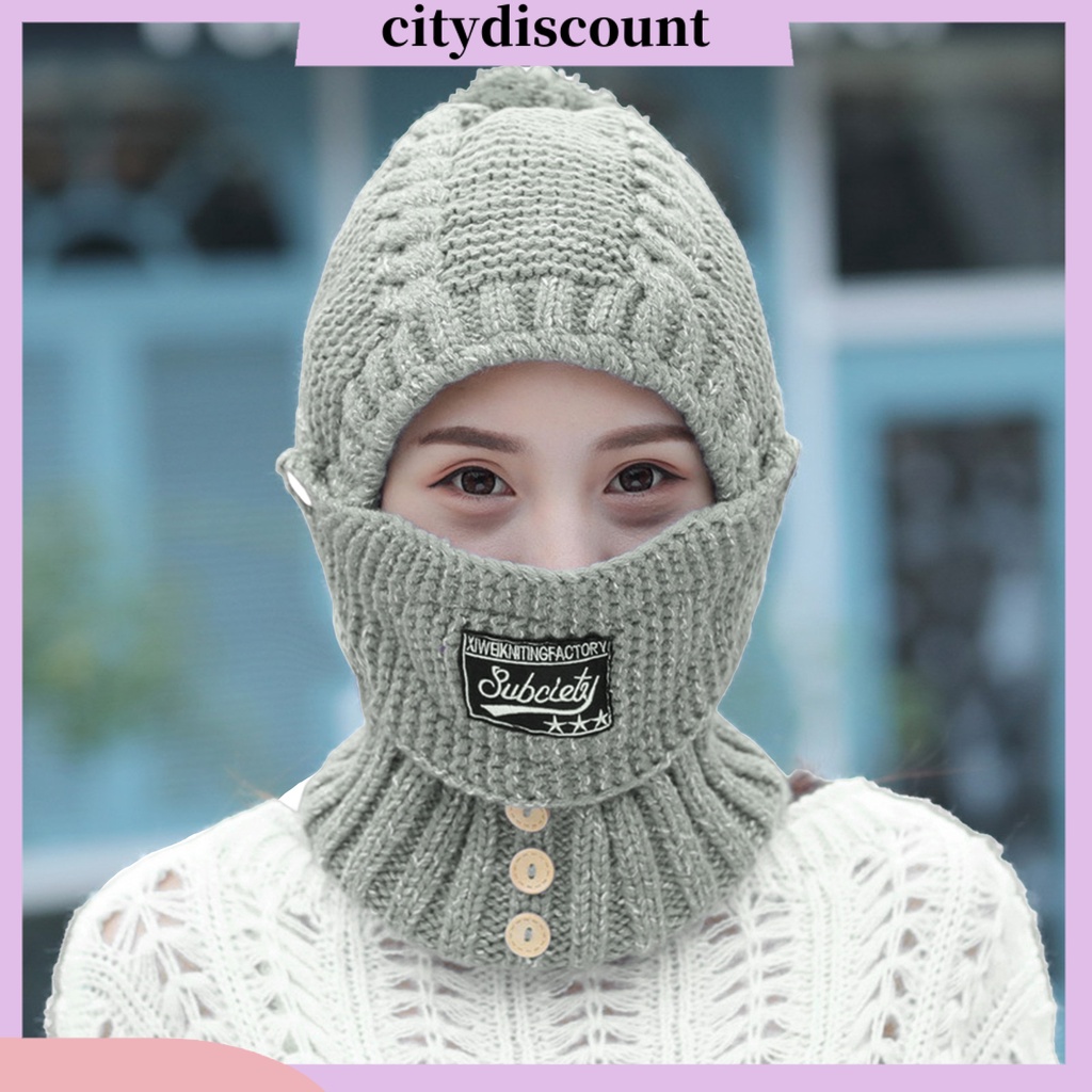 lt-citydiscount-gt-หมวกถักไหมพรม-นุ่มพิเศษ-เป็นมิตรกับผิว-ยืดหยุ่น-สีพื้น-กันลม-ให้ความอบอุ่น-ผู้หญิง-หมวกถักชิ้นเดียว-คออุ่น-คลุมใบหน้า-สําหรับผู้หญิง