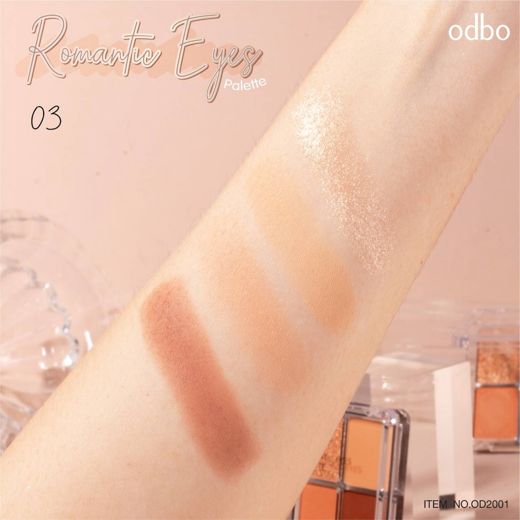 odbo-romantic-eyes-palete-od2001-โอดีบีโอ-โรแมนติก-อายส์-พาเลทอายแชโดว์เนื้อแมทท์-สีชัดปาดทีเดียวอยู่-ไม่ต้องย้ำ