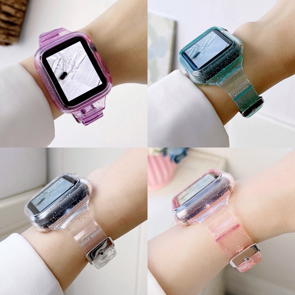 สายนาฬิกา-เคส-สีใส-tpu-iwatch-series-8-7-6-5-se-4-3-45-44-42-41-40-38-mm-สายเปลี่ยน-สายเสริม-สำหรับ-apple-watch-case