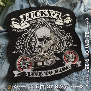 Lucky 7 Biker ไบค์เกอร์ ตัวรีดติดเสื้อ อาร์มรีด อาร์มปัก ตกแต่งเสื้อผ้า หมวก กระเป๋า แจ๊คเก็ตยีนส์ Embroidered Iron o...