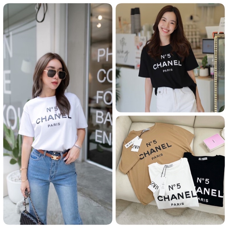 เสื้อยืดคอกลม-สกรีน-chanel-n-5-เนื้อผ้าสุดพรีเมียม-พร้อมส่ง