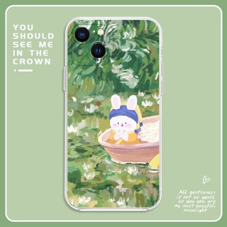 Water lily bunny เคสไอโฟน iPhone 11 14 pro max 8 Plus case X Xr Xs Max Se 2020 cover 14 7 Plus เคส iPhone 13 12 pro max