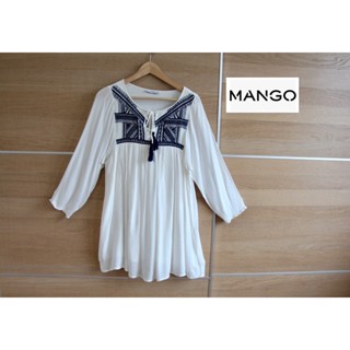 MNG x Cotton Dress สีขาว สไตล์โบฮีเมียน สวยใหม่ • อก 38 ยาว 30 ป้าย XS