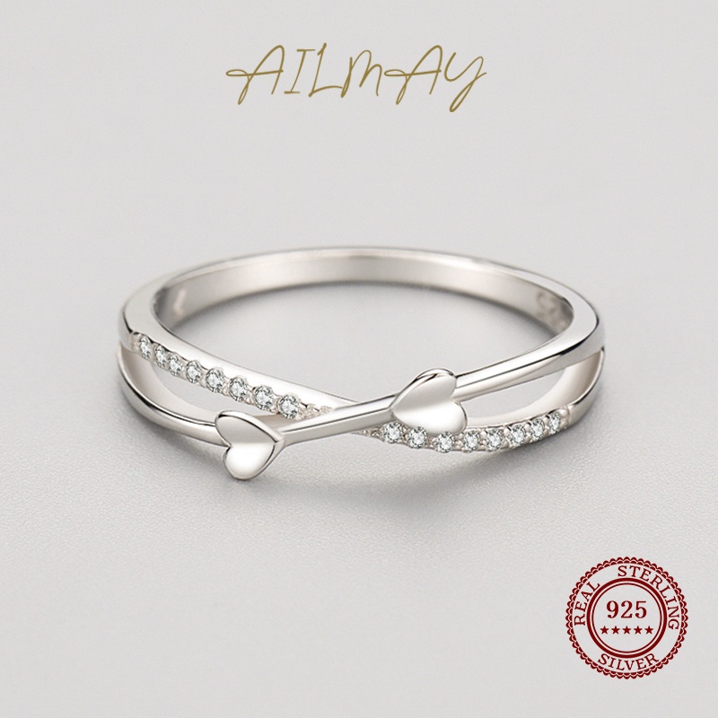 ailmay-แหวนเงินแท้-925-รูปหัวใจ-เรียบง่าย-เครื่องประดับ-สําหรับผู้หญิง