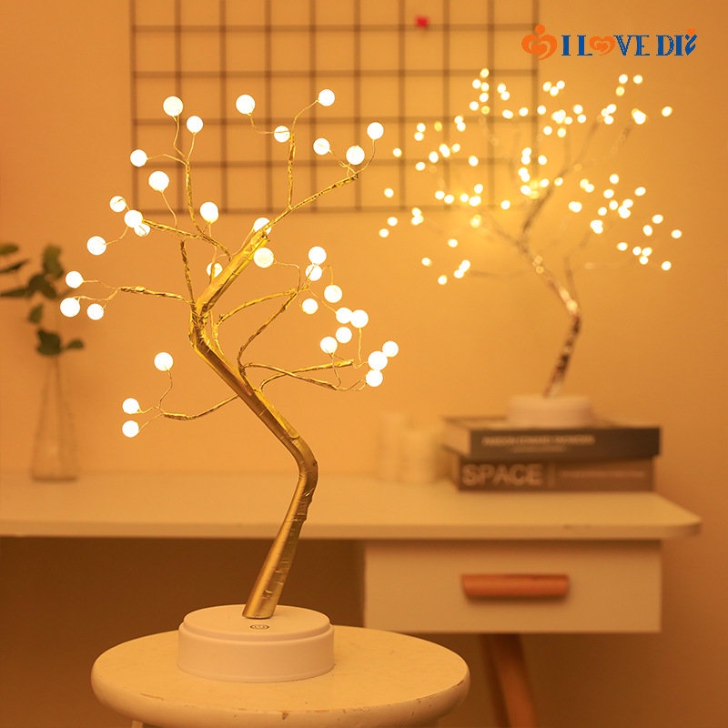 [DS] Creative Led Desk Tree Lamp / Copper wire Table Lamps / Battery or ...