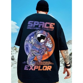 NASA Astronaut Printed Short-sleeved T-shirt ผ้า Cotton 100% พร้อมส่ง Oversize ผ้านำเ ลาย เสื้อยืดคอกลมOversize เสื_21