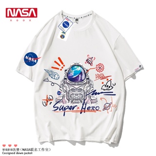 2023 เสื้อยืดแขนสั้น พิมพ์ลายนักบินอวกาศ NASA ทรงหลวม แฟชั่นฤดูร้อน สําหรับผู้ชาย และนักเรียน_30