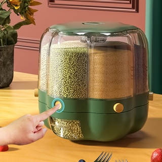 Grain Dispenser Food Storage Container 360 Degrees Rotary Sealed Rice Bucket Household Kitchen Grain Storage Bucket