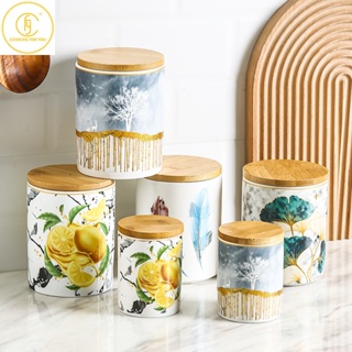 Home Creative Ceramic Candy Storage Jar Household Desktop Sundries Storage Containers Family Snacks Nut Fruit Food Organ