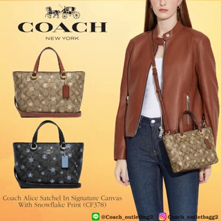 Coach Alice Satchel In Signature Canvas With Snowflake Print (CF378)