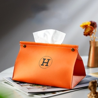 Orange Tissue Box Nordic Light Luxury Home Living Room Removable Tissue Paper Car Leather Modern Seat Type Storage 2 Sty