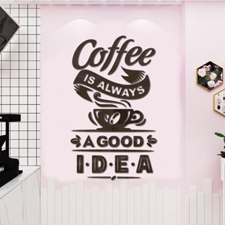 สติกเกอร์อะคริลิค มีกาวในตัว ลายร้านกาแฟ ไอศกรีม ชานม ของหวาน สามมิติ สําหรับตกแต่งผนัง ร้านค้า เชิงพาณิชย์