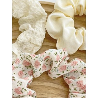 🌷Creamy scrunchies🌷3 ชิ้น ส่งจากไทย โบว์รัดผม ยางรัดผม ริบบิ้น H13