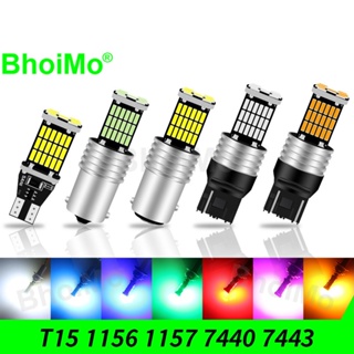 Bhoimo หลอดไฟเบรคไฟท้ายรถยนต์ T15 1157 Bay15D P21W T20 7440 7443 W21W 45Smd 4014 Drl สีขาวสีเหลืองอําพัน