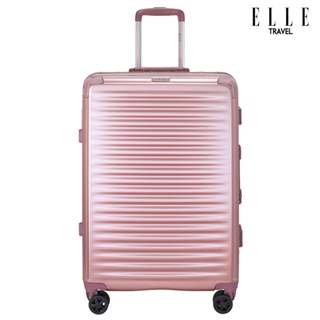 ELLE Travel Ripple Collection, Medium Size 24" Luggage, 100% Polycarbonate (PC), Secure Aluminum Frame, Rose Gold