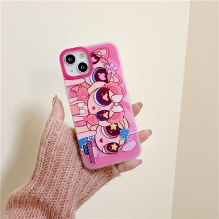 &lt;เคส Iphone&gt; เคสโทรศัพท์มือถือ เคลือบสองชั้น ลายการ์ตูน สีชมพู สําหรับ iPhone 14 Pro max 13Pro 12 11