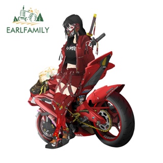 Earlfamily สติกเกอร์ไวนิล ลายอนิเมะ Samurai Girl Windows สําหรับติดตกแต่งกระจกรถยนต์ รถจักรยานยนต์ 13 ซม. x 10.3 ซม.