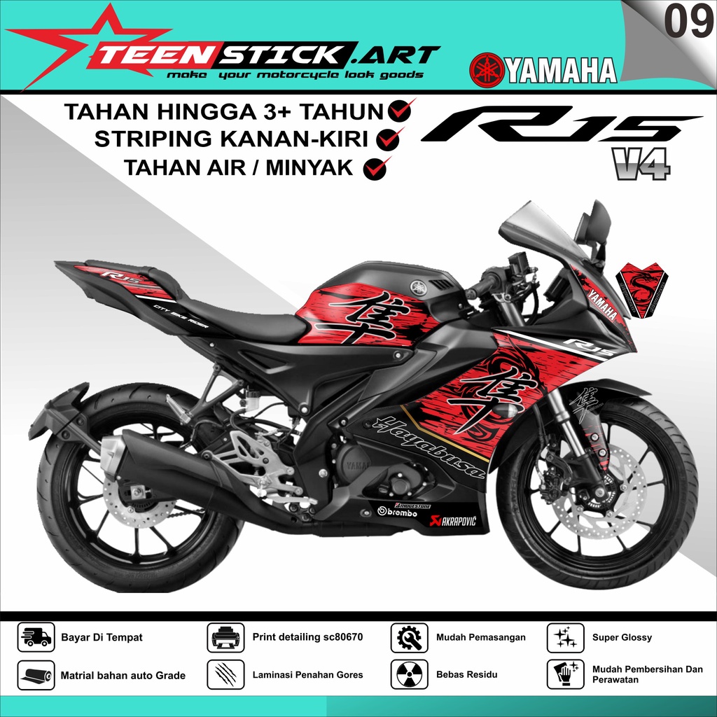 Striping R15 V4- โปร่งใส UV Chrome โฮโลแกรม Variation Striping YAMAHA ...