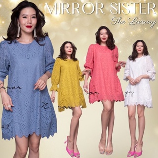 🔖ป้าย Mirrorsister 21014.2 เดรสปักลายฉลุลูกไม้ทรงเบสิคใส่ง่าย แต่แอบมีดีเทลเพิ่มความน่ารัก ที่ปลายแขนจั๊มพ์ระบาย