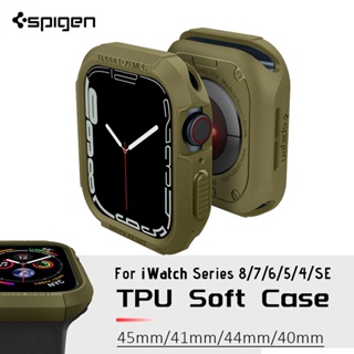 เคส TPU นิ่ม ป้องกัน ลายเกราะ Spigen Rugged อุปกรณ์เสริม สําหรับ Apple Watch 45 มม. 44 มม. 41 มม. 40 มม. iWatch Series 8 7 6 5 4 3 2 SE2