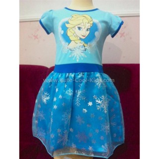 Dress-1110-2 เดรสเจ้าหญิง ชุดเจ้าหญิงอันนาเอลซ่า Size-150/10 (8-9Y)