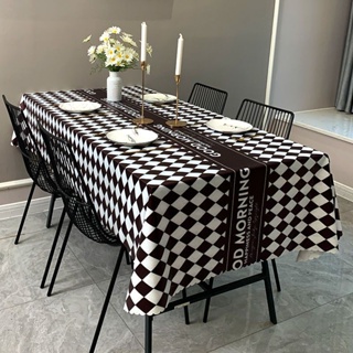 ผ้าปูโต๊ะ Tpu นิ่ม ระดับไฮเอนด์ กันน้ํามัน กันน้ํา ล้างทําความสะอาดได้ ผ้าปูโต๊ะ สี่เหลี่ยมยาว ผ้าปูโต๊ะน้ําชา ลายตารางหมากรุก สีดํา และสีขาว