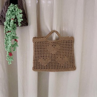 กระเป๋าถักไอแพดมินิ Triple heart tote bag #Mamiippcrochet12