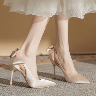🍒รองเท้าส้นสูงหัวแหลมส้นเข็ม รองเท้าส้นสูง หนังนิ่มงานสวยๆ ดีไซน์สวย ส้นสูง 7 ซม.💨