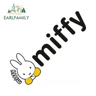 Earlfamily สติกเกอร์ไวนิล ลายการ์ตูน Miffy 13 ซม. x 12.7 ซม. สําหรับติดตกแต่งรถยนต์