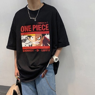 One Piece Red เสื้อยืด One Piece Luffy Tees Oversize T-Shirt Men Short Sleeve Tshirt Couple Casual Unisex T Shirt B_16