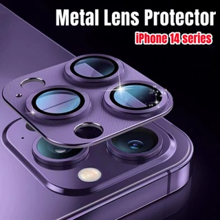 เลนส์กล้อง กระจกนิรภัย สําหรับ iPhone 14 13 Pro Max 14 Plus ฝาครอบแหวนป้องกันโลหะ