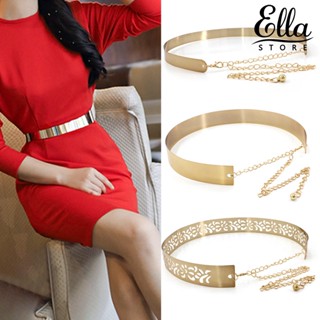 Ellastore123 เข็มขัดโซ่โลหะ ปรับได้ เข้ากับทุกการแต่งกาย สําหรับผู้หญิง