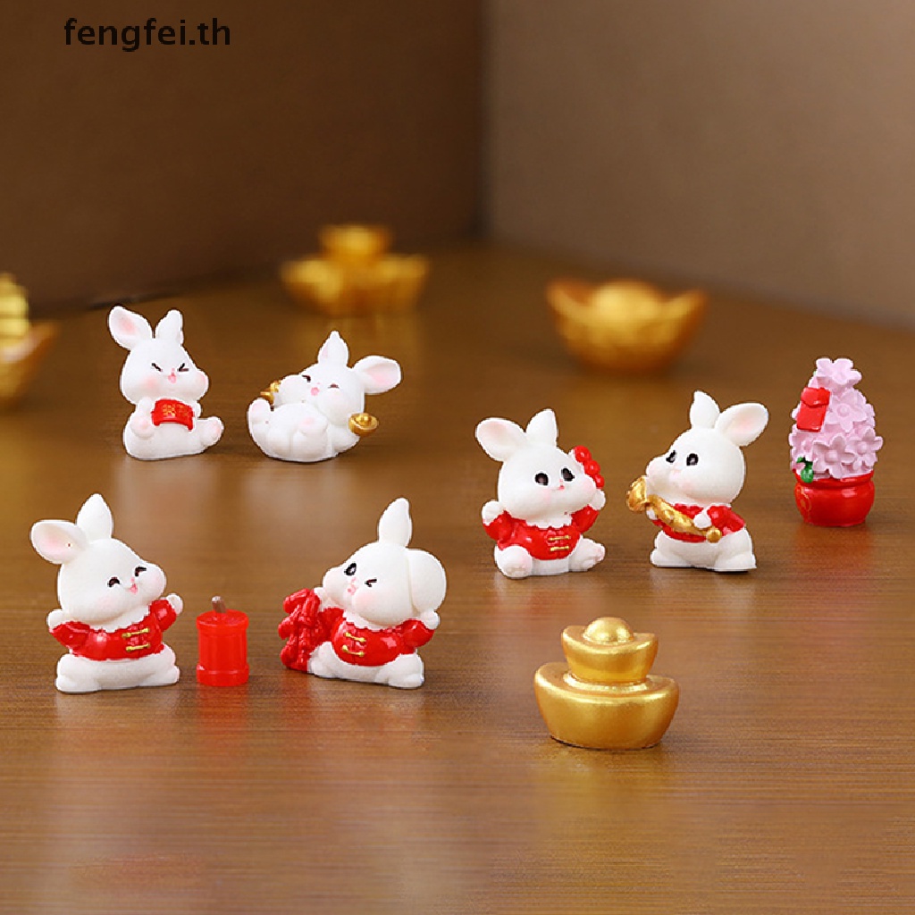 fengfei-ตุ๊กตากระต่ายปีใหม่จีนน่ารัก-ขนาดเล็ก-สําหรับตกแต่งบ้านตุ๊กตา