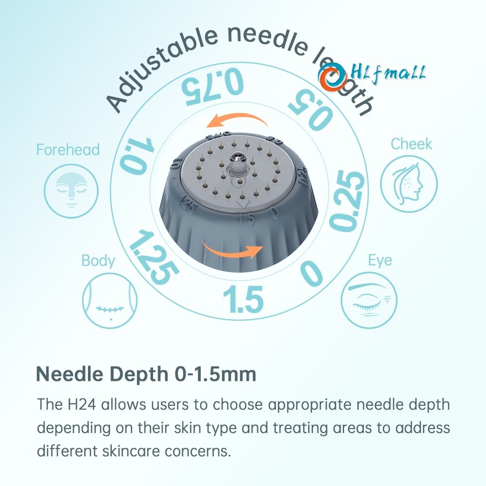 Bio Needle H24 Pins ปรับความยาวได้ไทเทเนียม Microneedle ปากกากรดไฮยาลูโ ...