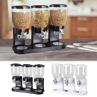 Food Dispenser Three Canister Dry Food Dispenser Cereal Distributor Kitchen Countertop Storage Container For Candy Nut G