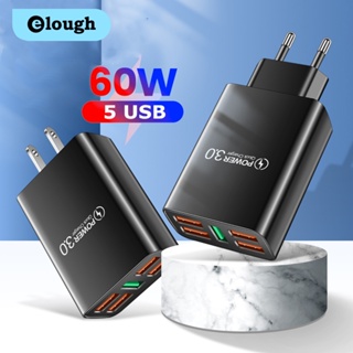 Elough อะแดปเตอร์ชาร์จเร็ว 5 พอร์ต USB 3.0 ปลั๊ก EU US