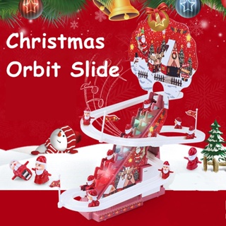 [Biubond] บันไดปีนเขาไฟฟ้า ซานตาคลอส รางรถไฟ DIY รางรถไฟ คริสต์มาส รางสไลด์ เพลง ลูกกลิ้ง ที่รองแก้ว ของเล่นสําหรับเด็ก