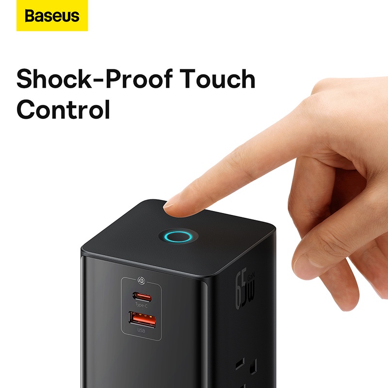 baseus-รางปลั๊กไฟดิจิทัล-65w-ควบคุมแบบสัมผัส-3ac-ซ็อกเก็ต-type-c-สายเคเบิลพับเก็บได้-gan-สถานีชาร์จเร็ว-สําหรับแล็ปท็อป-iphone14