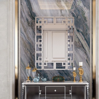 กระจกตกแต่งผนังศิลปะกระจก Venetian ขนาดใหญ่สำหรับโรงแรม Home Vanity Silver Mirror