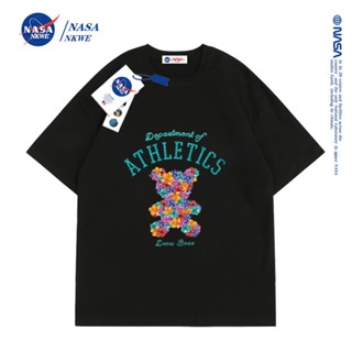 เสื้อยืดแขนสั้น ทรงหลวม ลาย NASA Klein สีฟ้า แฟชั่นคู่รัก สําหรับผู้ชาย และผู้หญิงเสื้อยืด _30