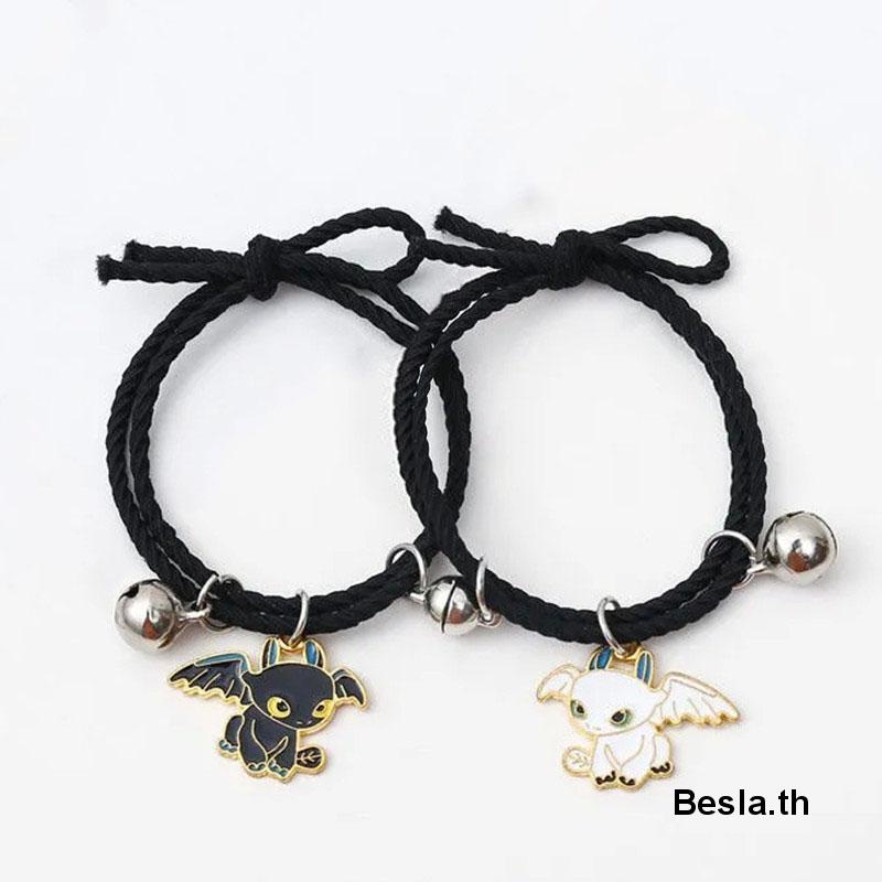 สร้อยข้อมือแม่เหล็ก-2-ชิ้นสีดำและสีขาวสร้อยข้อมือคู่แฟชั่นผู้หญิงผู้ชายคู่ของขวัญเครื่องประดับอุปกรณ์เสริม